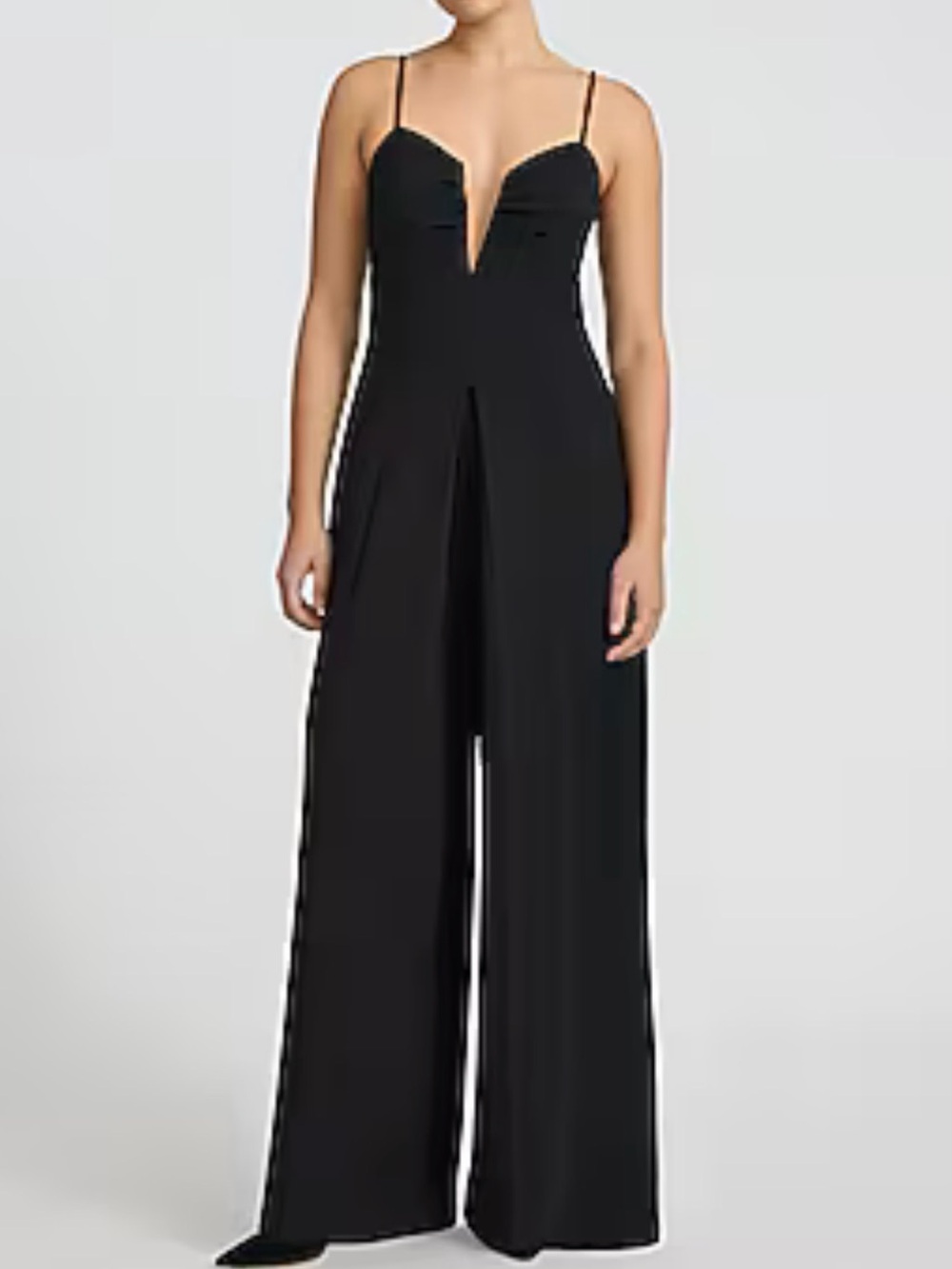Chic Wide-Leg Jumpsuit with Plunging V-Neck & pockets - Sz X-Small